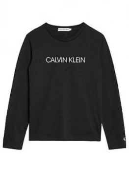 Image of Calvin Klein Jeans Boys Long Sleeve Logo T-Shirt - Black