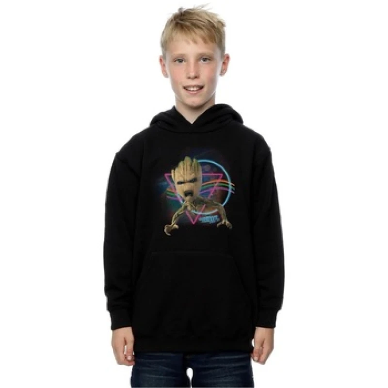 Image of Marvel Guardians Of The Galaxy Neon Groot Hoodie Black male