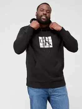 Image of Calvin Klein Jeans Big & Tall Scattered Logo Graphic Overhead Hoodie - Black, Size 4XL, Men