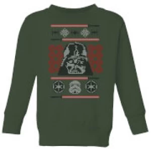 Image of Star Wars Darth Vader Face Knit Kids Christmas Sweatshirt - Forest Green - 9-10 Years