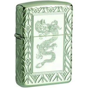 Image of Zippo Armor High Polish Green Elegant Dragon Windproof Lighter