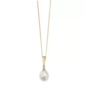 Image of Elements Yellow Gold Drop Pearl Diamond Pendant GP758WZ475GN004