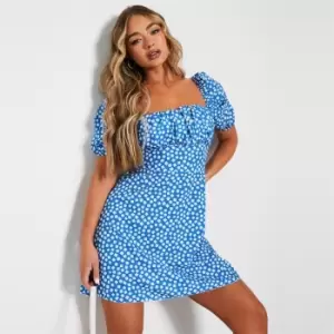 Image of I Saw It First Polka Dot Square Neck Mini Dress - Blue