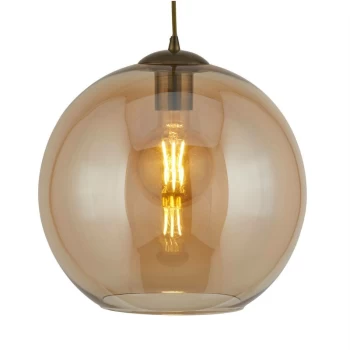 Image of Searchlight Lighting - Searchlight Balls - 1 Light Dome Ceiling Pendant Antique Brass, Amber, Glass, E27