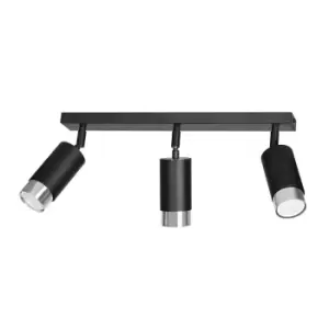 Image of Hiro Black/Chrome Ceiling Spotlight Bar 3x GU10