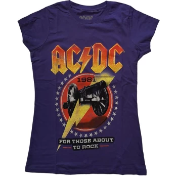 Image of AC/DC - For Those About To Rock '81 Womens Medium T-Shirt - Purple