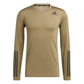Image of adidas Techfit 3-Stripes Fitted Long-Sleeve Top Long-Slee - Orbit Green