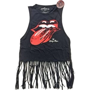 Image of The Rolling Stones - Vintage Tongue Logo Womens Large T-Shirt - Black