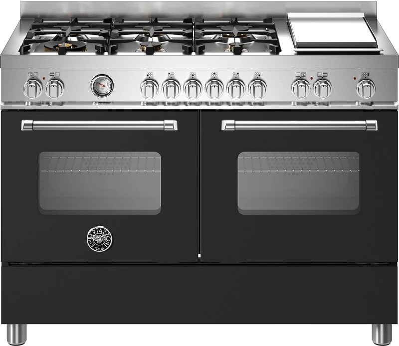 Image of Bertazzoni MAS126G2ENET 120cm Master Series Dual Fuel Range Cooker - BLACK MAS126G2ENET