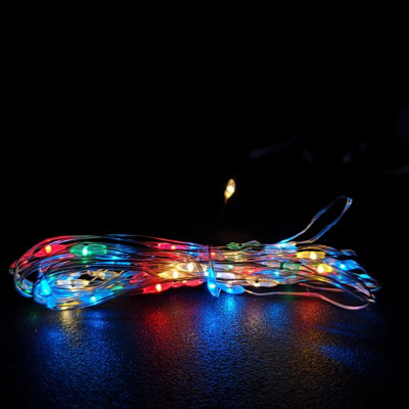 Image of Samuel Alexander 50 LED 2.5m Premier MicroBrights Indoor Outdoor Christmas Multi Function Battery Operated Lights with Timer on Pin Wire in Multicolou