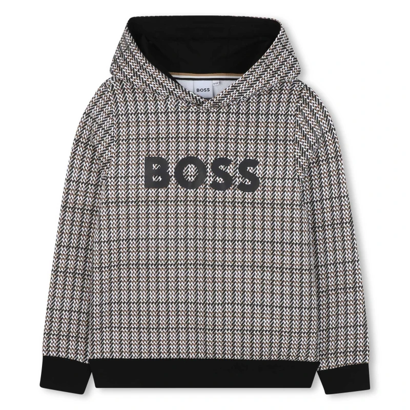 Image of Boss Kids All Over Print Pull Over Hoodie Black male 6Y