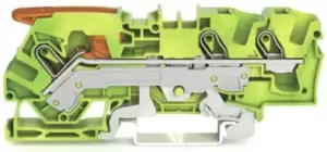 Image of Wago Green/Yellow 2106 Terminal Block, 14 8 AWG, 20 8 AWG, 0.5 10 mm, 1 10 mm,