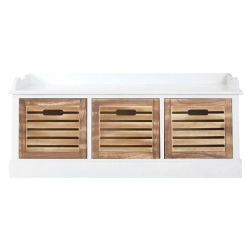 Image of Premier Housewares Natural and White 3 Drawer Chest, Contemporary Drawer Chest, Modern Drawers Unit, Delivered Fully Assembled Natural