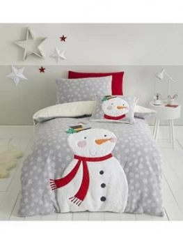 Image of Catherine Lansfield Cosy Snowman Fleece Single Duvet Cover Set