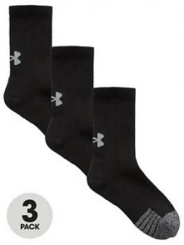 Image of Urban Armor Gear Youth Heatgear Crew 3 Pack Socks - Black