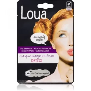 Image of Loua Detox Face Mask cleansing face sheet mask with activated charcoal 23ml