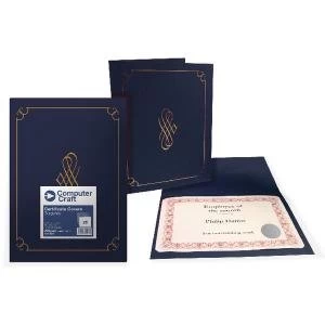 Image of Computer Craft Certificate Covers 290gsm Pack of 5 Blue 13596