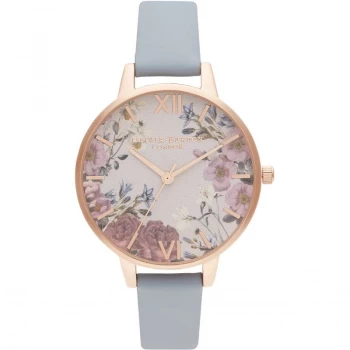 Image of Ladies Olivia Burton British Blooms Chalk Blue & Rose Gold Watch
