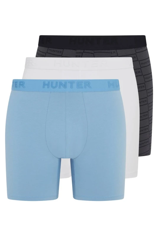 Image of Hunter 3 Pack Cotton Stretch Boxer Briefs Mens Mount/White/Sky male Small