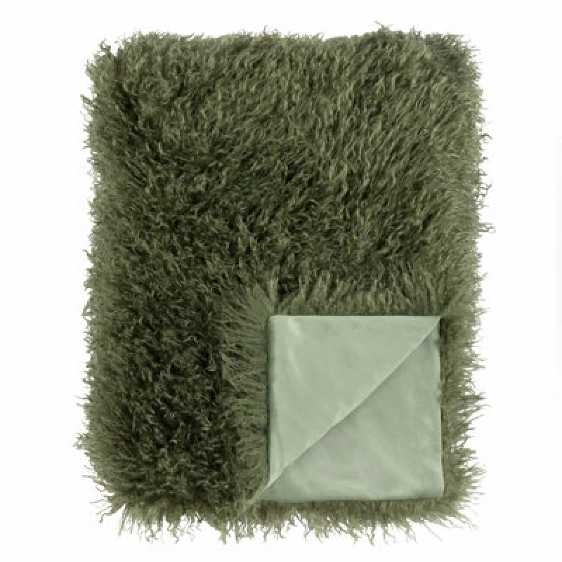 Image of Furn Furn Rowan Faux Fur Throw in Khaki Size: 130cm x 170cm Khaki 130cm x 170cm Unisex 5025532356345