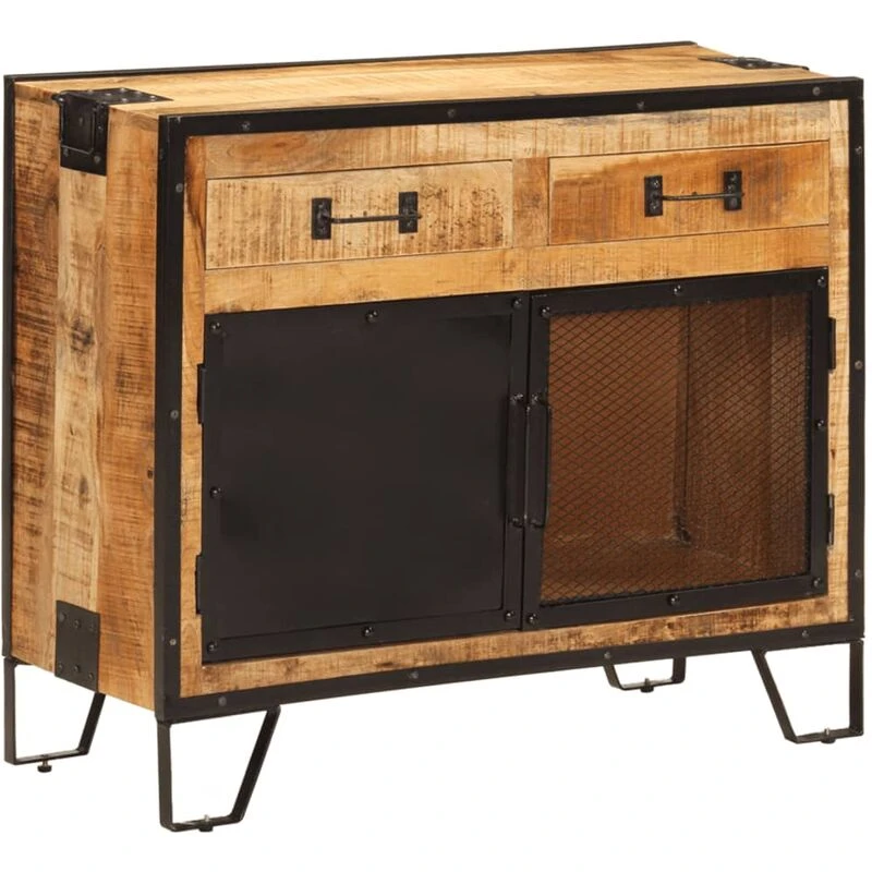 Image of VIDAXL Sideboard 80x31x66cm Solid Rough Wood Mango and Metal Vidaxl 355843