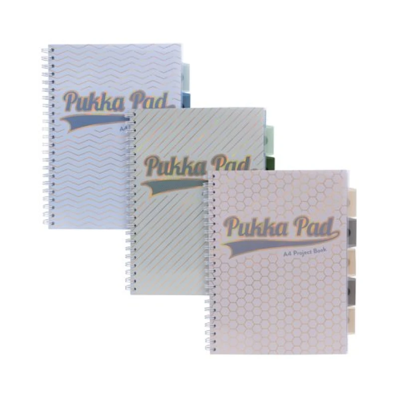 Image of ValueX Pukka Haze Project Book A4 Wirebound 200 Ruled Pages 80gsm Paper With 5 Repositional Dividers Assorted Colours (Pack 3) - 9871(AST)-HZE 9871(AS