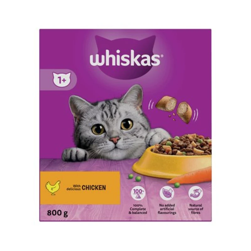 Image of Whiskas Whiskas 1+ Cat Complete Dry with Chicken 800g (Pack of 5) 481359 481359