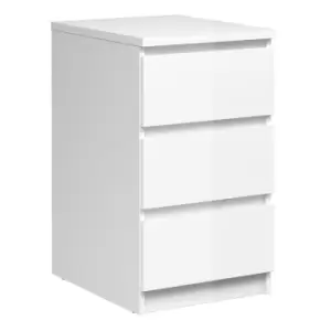 Image of Naia Bedside 3 Drawers In White High Gloss