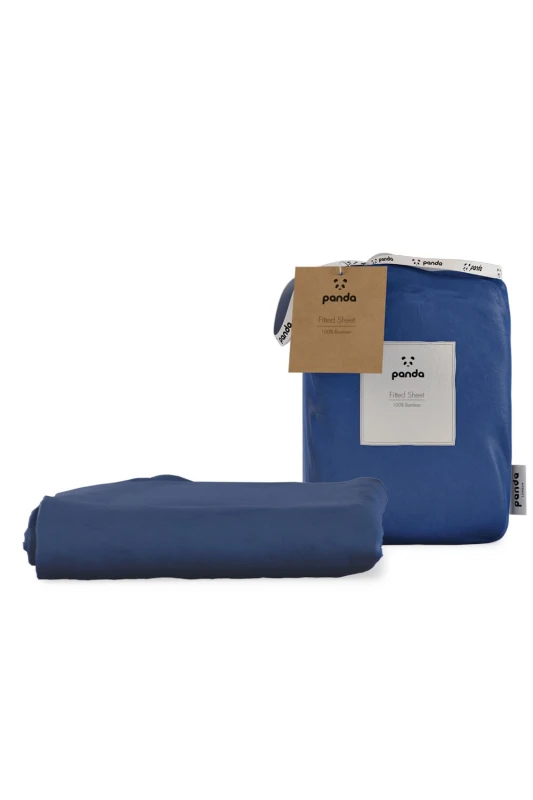 Image of Panda London 100% Bamboo Bedding Fitted Sheet in Navy Size: EU Double Navy Unisex EU Double