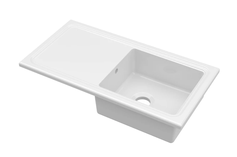 Image of Balterley Fireclay Ceramic Single Bowl Kitchen Sink Plain Drainer 1010mm White