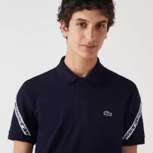 Image of Mens Lacoste Regular Fit Stretch Mini Pique Polo Size 3 - S Navy Blue