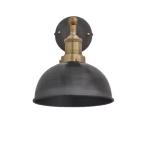 Image of Industville Brooklyn Dome Pewter Wall Light With Plug / 8" Copper Holder With Plug
