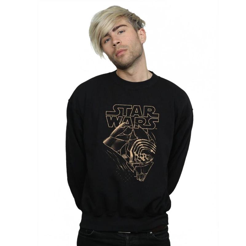 Image of Disney Men Star Wars The Rise Of Skywalker Kylo Ren Mask Sweatshirt in Black Size: Small Black S Male 5059400158267