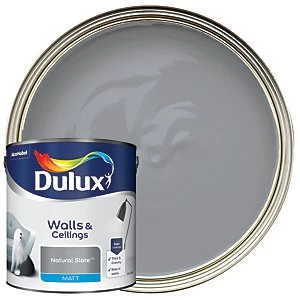 Image of Dulux Walls & Ceilings Natural Slate Matt Emulsion Paint 2.5L