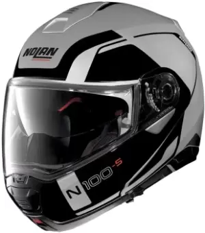 Image of Nolan N100-5 Consistency N-Com Helmet, black-silver, Size 2XL, black-silver, Size 2XL