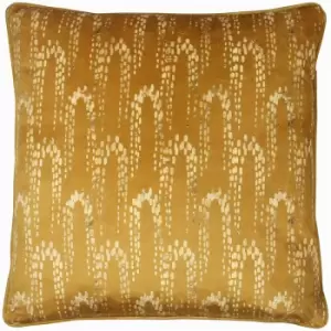 Image of Furn Wisteria Faux Foil Geometric Print Piped Edge Cushion Cover, Gold, 50 x 50 Cm