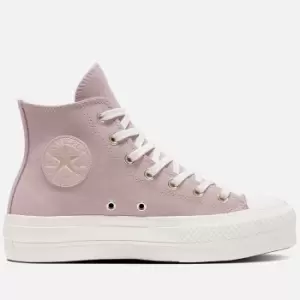 Image of Converse Womens Chuck Taylor All Star New Earthy Tones Lift Hi-Top Trainers - Stone Mauve/Egret/Egret - UK 5