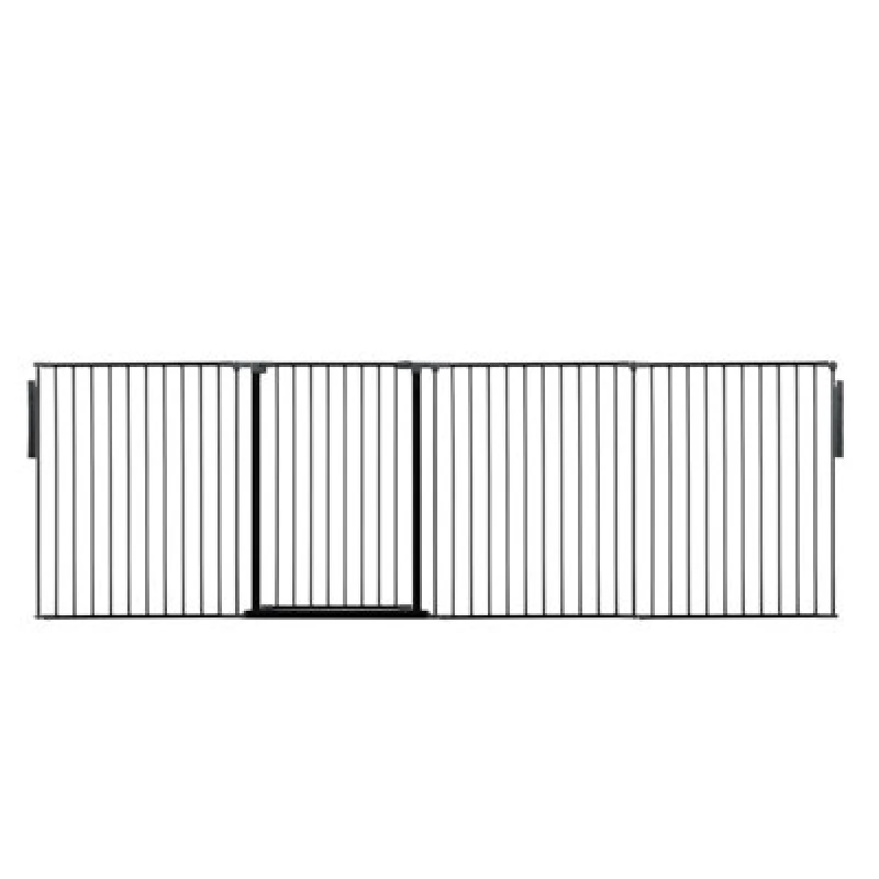 Image of Safetots Premium Extra Tall Room Divider, Up To 298Cm Wide, Black, 105Cm Tall, Multi Panel Barrier For Baby And Toddler