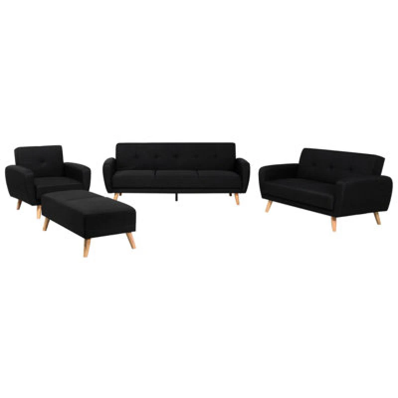 Image of Beliani Living Room Set Florli Fabric Black