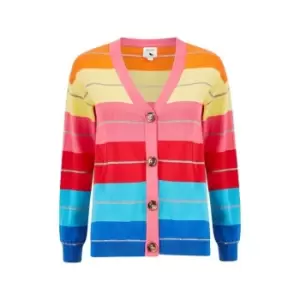 Image of Yumi Multi Rainbow Stripe Knitted Cardigan - Multi