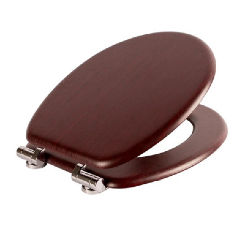 Image of Harbour Housewares Soft Close Toilet Seat - Mahogany Mdf Wooden Lid Easy Install Durable Bathroom Accessory With Quiet Close
