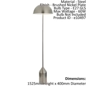 Image of Floor Lamp Light Brushed Nickel Plate 60W E27 Complete Standing Lamp