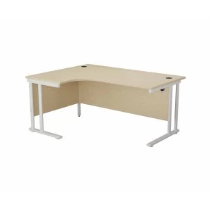 Image of TC Office Start White Cantilever Frame Left Hand Crescent Desk 1800x1200mm, Maple