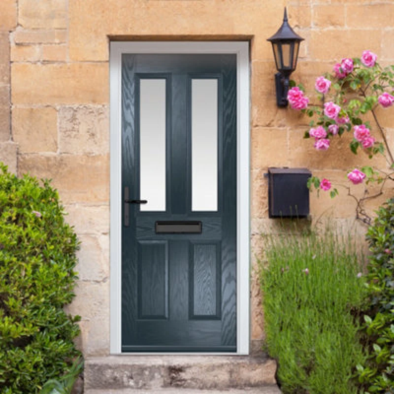Image of Lacerta Composite Door Carnoustie 7016 Grey 920mm X 2090mm Open In Right Hand Obs Glass 10 Year Guarantee - Free Delivery & Smart Lock