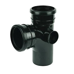 Image of FloPlast SP190B Branch Soil Pipe 92.5 Deg Branch Double Socket/Spigot - 110mm Black