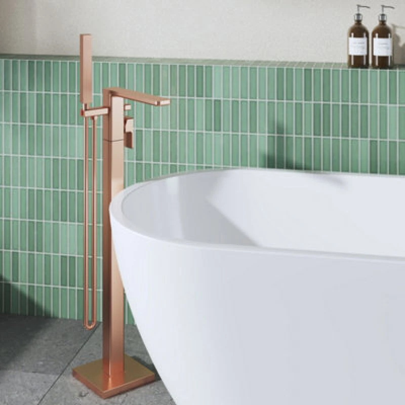 Image of FNX Bathrooms Elowen Contemporary Brushed Bronze Freestanding Bath Shower Mixer Lever