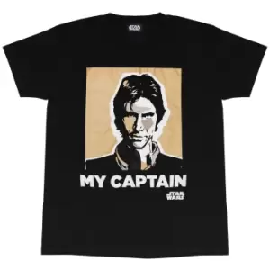 Image of Star Wars Mens My Captain Han Solo T-Shirt (S) (Black)