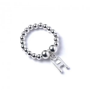 Image of Initial H Charm with Sterling Silver Ball Bead Ring
