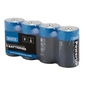 Image of Draper PowerUP 03979 Ultra Alkaline D Batteries (Pack of 4)