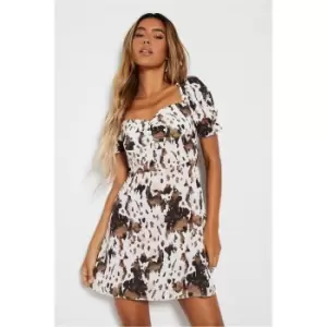 Image of I Saw It First White Woven Smudge Sweetheart Tea Dress - White